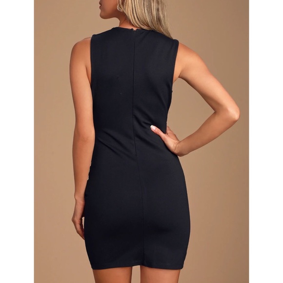 Lulus Cocktail Hour Black Wrap Dress little black lbd Large L sheath sleeveless - Picture 2 of 8